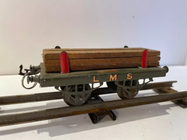 Hornby Series Tinplate- 1927 Early LMS No.1 Timber Wagon O Gauge with load