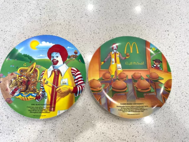 Vintage McDonald's 1989 melamine plate set 2 mcnugget band hamburger university