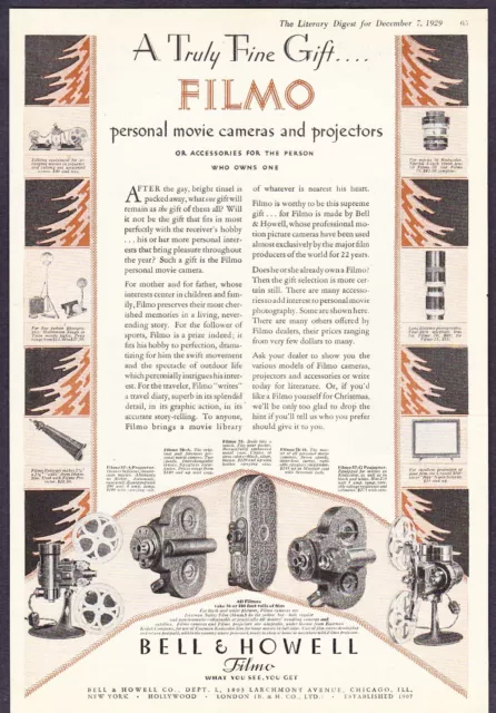 1929 Bell & Howell Filmo Movie Cameras & Projectors photo vintage print ad