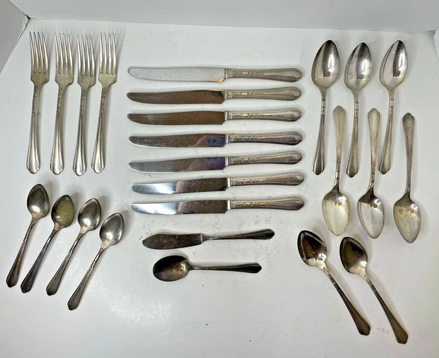 Oneida Community Tudor Plate June-Nursery 1932 Flatware Art Deco 25 Piece Lot