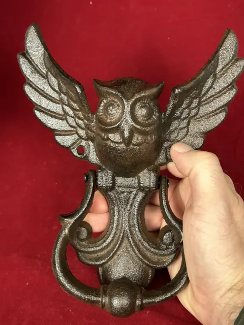 8.75" Vintage Cast Metal OWL Bird DOOR KNOCKER Hardware