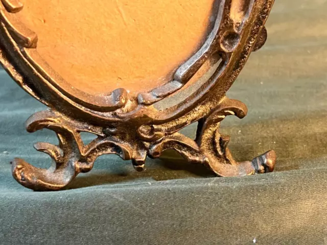 Small Vintage Cast Metal Brass Rococo Oval Picture Frame for a Photo Photograph 2
