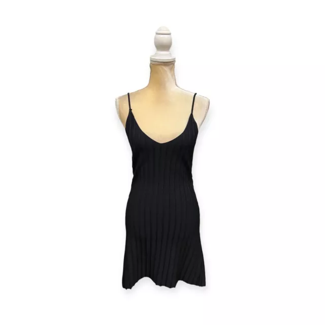 NEW For Love & Lemons Knitz Black Ribbed Mini Dress Size L Large