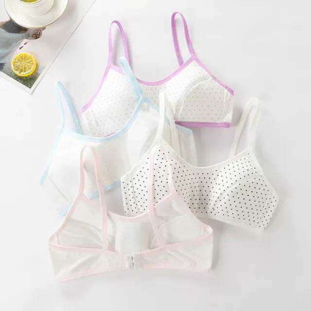 4 Pack Girls Teenage Bra Kids Soft Cotton Training Underwear Comfort Tops