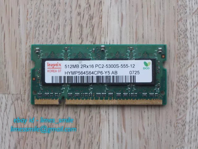 1GB (2x512MB) Hynix PC2-5300S DDR2 555MHz SODIMM 200 Pin RAM - Matched Pair!