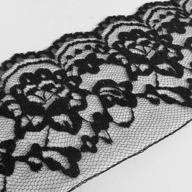 Maille dentelle rose florale bord pétoncle chantilly garniture 3,5"/90 mm de large - 1m 3m 5m 3