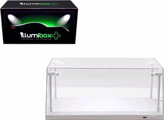 Collectible Display Show Case w/ LED Lights and White Base 1/18 - 1/24 Illumibox
