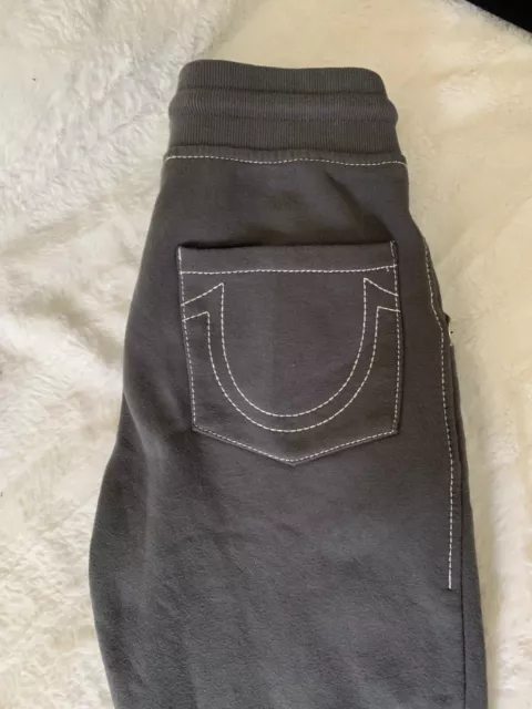 True Religion Men's Classic Logo Jogger Sweatpants Gray Cuff