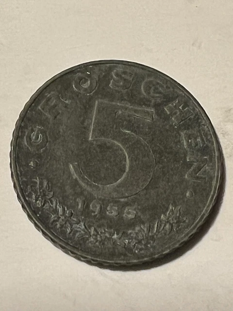 Austria 1955 - 5 Groschen Coin - Imperial Eagle with Austrian shield