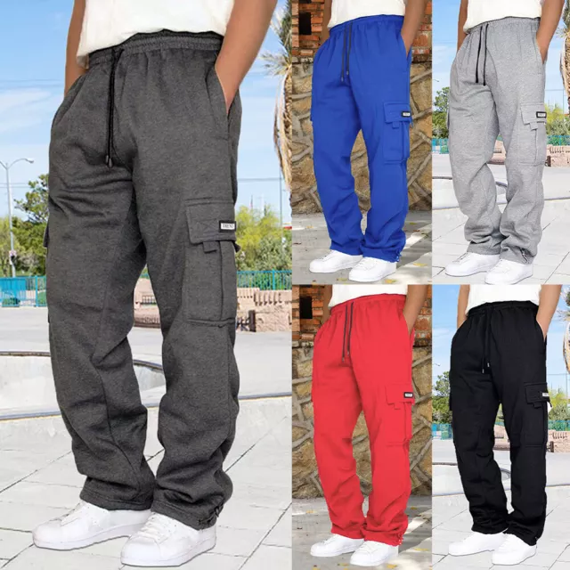 Mens Cargo Pants Joggers Elasticated Waist Combat Trousers Tracksuit Bottoms 46