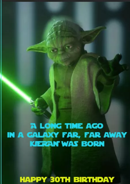 Personalised Yoda Card Birthday Star Wars Inspired Galaxy Darth Vader