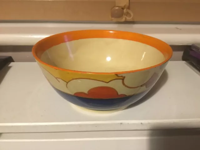 Clarice Cliff Fantasque  Bizarre Havre Shape Bowl In Autumn Blue Circa 1931