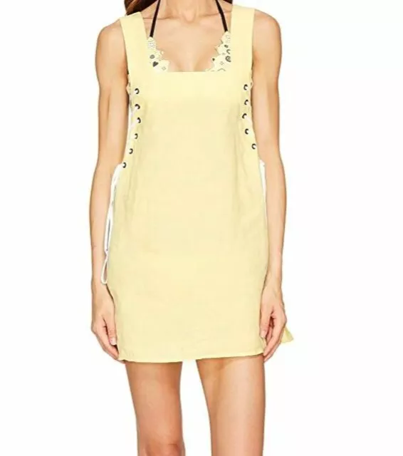 $550 Marysia Women's Yellow Waikiki Lace-Up Side Swimsuit Cover-Up Dress Size XS