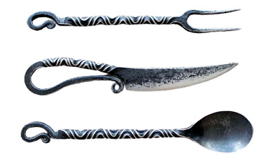 Medieval Hand Forged Cutlery Unique set of iron, A Best Gift ,LARP, Wrought H1