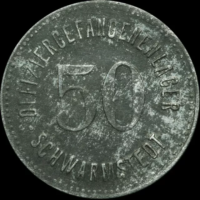 POW CAMP - WWI: 50 Pfennig. KGL bzw. OFFIZIERSGEFANGENENLAGER SCHWARMSTEDT.