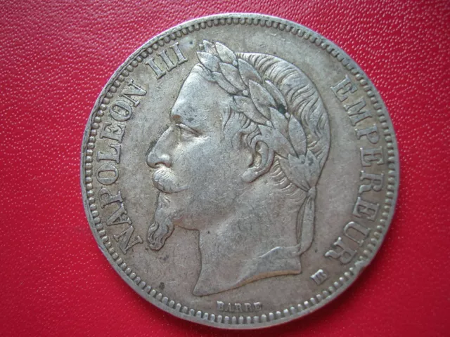 France Monnaie De 5 Francs 1867 Bb Napoleon Iii Bel Etat  (A2794)