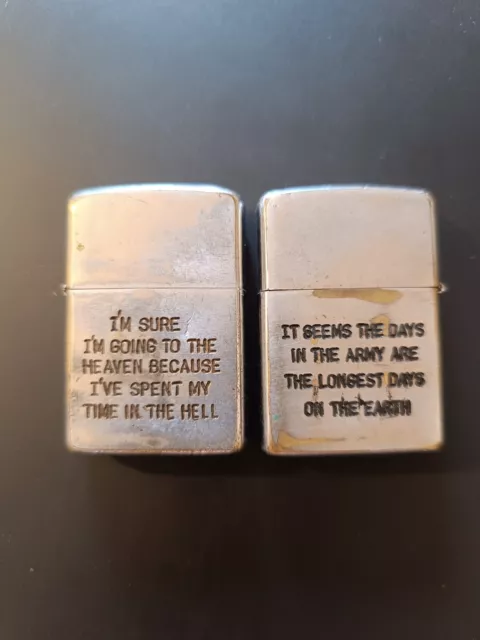 Lot De 2 Briquets Zippo De Soldats Américains - Guerre Du Vietnam (Années 60) 2