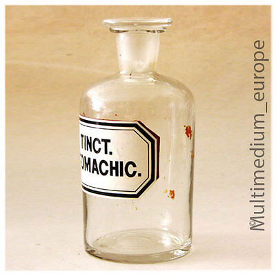alte Apotheker Glas Flasche um 1900 Tinkt.Stomachic. 2