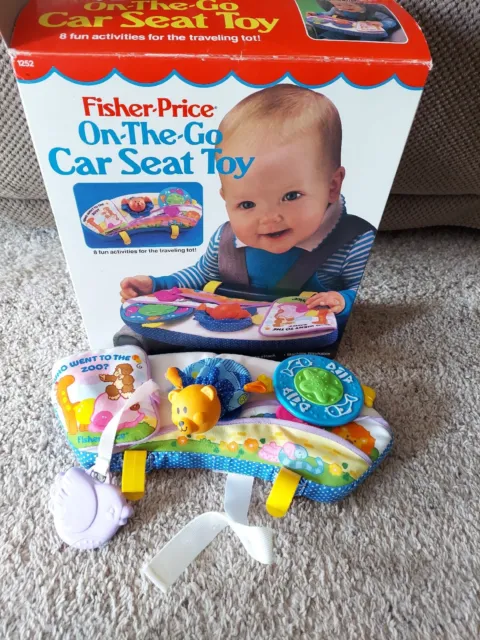 Vintage 80s Fisher-Price On-the-Go Car Seat Toy in Box