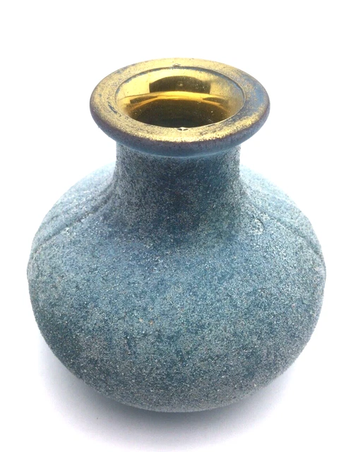 Jarrón de vidrio veneciano excavado Creación de oro y óxido arenado Made in...