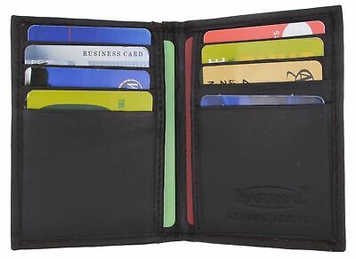 Mens Slim Thin Genuine Leather Bifold Id Wallet Money Credit Card Holder Window