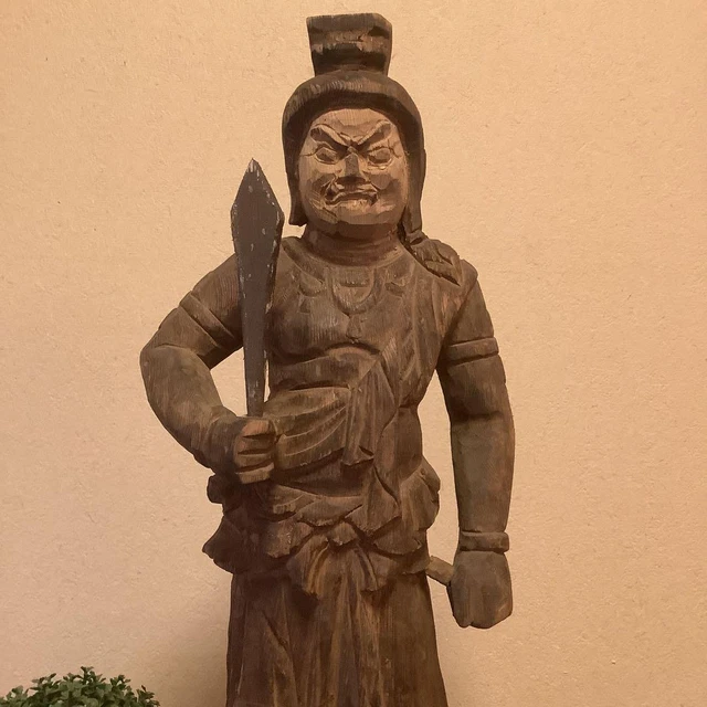 FUDO MYOO ACALA NIO Buddha Wooden Large Statue 16.5 in 19TH C EDO Japan Antique