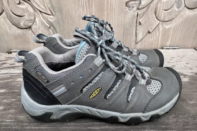 KEEN Womens Trekker Shoes Low Gray Blue Hiking Trail Waterproof Outdoor Size 7