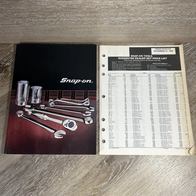 VINTAGE 1986 SNAP On Tools Catalog Guide & 1986 Dealer Net Price List