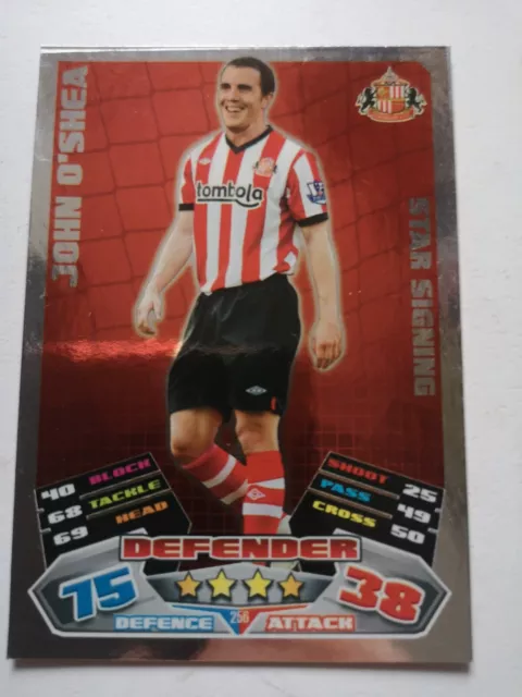 John O'Shea Star Signing glänzende Karte Topps Match Attax 2011/12 #256 Sunderland FC
