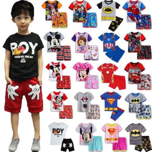 T-shirt estiva bambini bambini bambine a maniche corte cartoni animati set salotto
