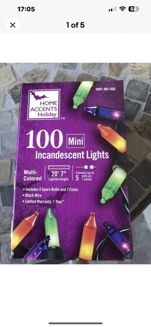 Multicolor Orange Green Purple Mini String Lights Halloween Black Wire Party New