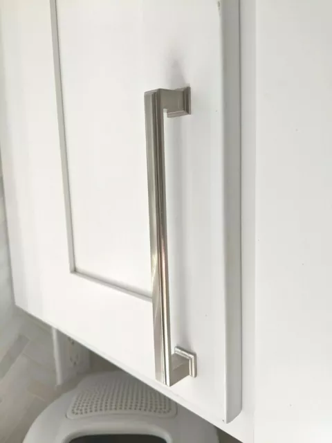 Modern Square Pulls Handles Knobs Kitchen Cabinet Hardware Brushed Nickel 8 1/4"