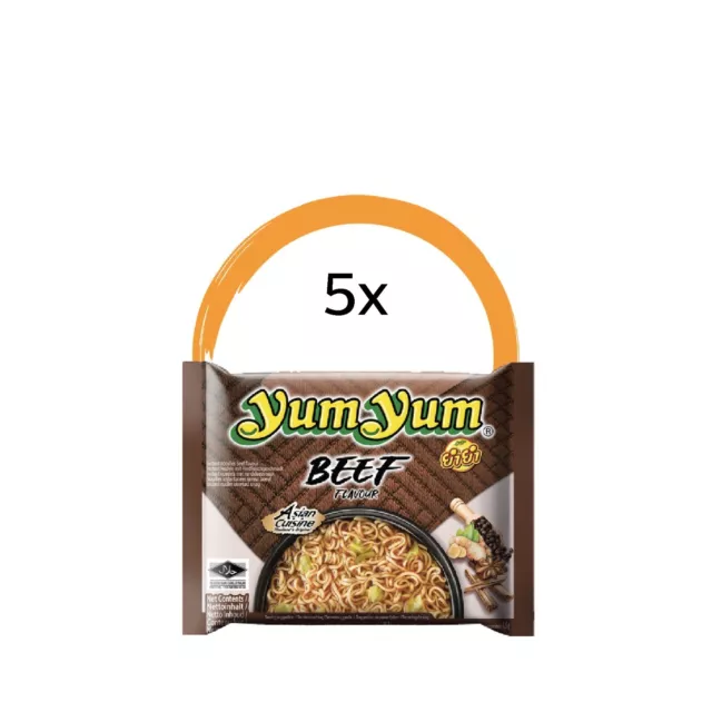 5 PEZZI - zuppa di pasta istantanea Yum Yum zuppa di pasta MANZO - 5x 60 g