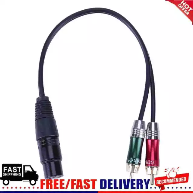3pin XLR Female to 2 RCA Male Cable Audio Adapter Cable Metal Connector