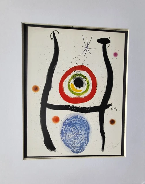 Joan Miro "Le Bleu La Cible"  Matted offset Lithograph Limited Ed. 1991