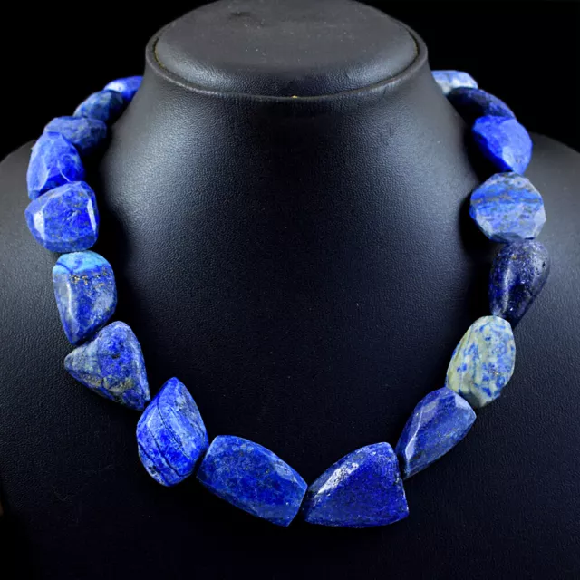 875,00 Karat natürliche unbehandelte blaue Lapislazuli facettierte Perlen Halskette NK 53E113