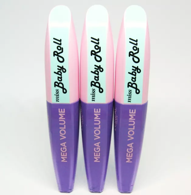 3 x L'OREAL loreal MEGA VOLUME miss Baby Roll MASCARA - LILAC / lila