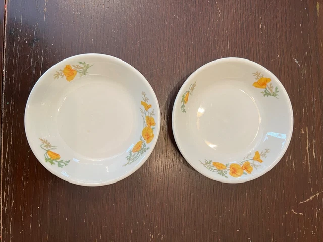 2 Santa Fe Railroad China California Poppy Berry Bowls ATSF Syracuse China 