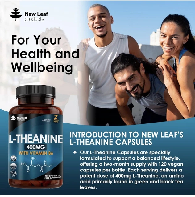 LTHEANINE ENRICHED WITH Vitamin B6 120 High Strength 400mg Vegan
