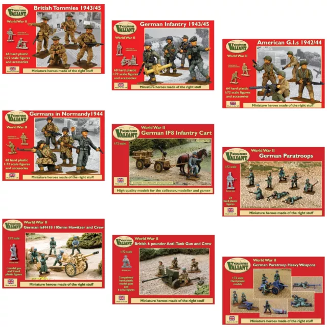 Valiant WWII 1/72 British German Hard Plastic Figure Sets WW11 Miniatures