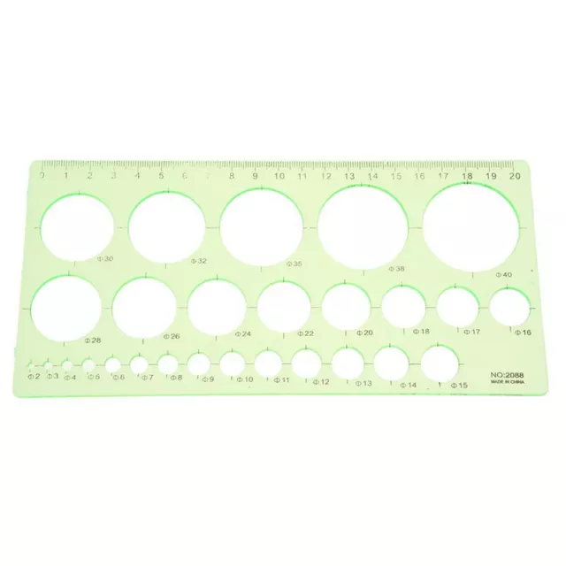 Green Plastic Students Rectangle Shape Drawing Circle Template Ruler P1T68645