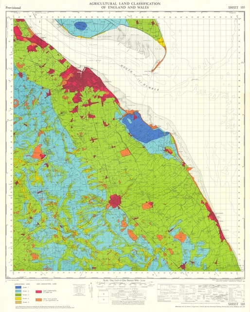 Agricultural Land Classification 105 Lincolnshire Wolds Coast Marshes 1972 map