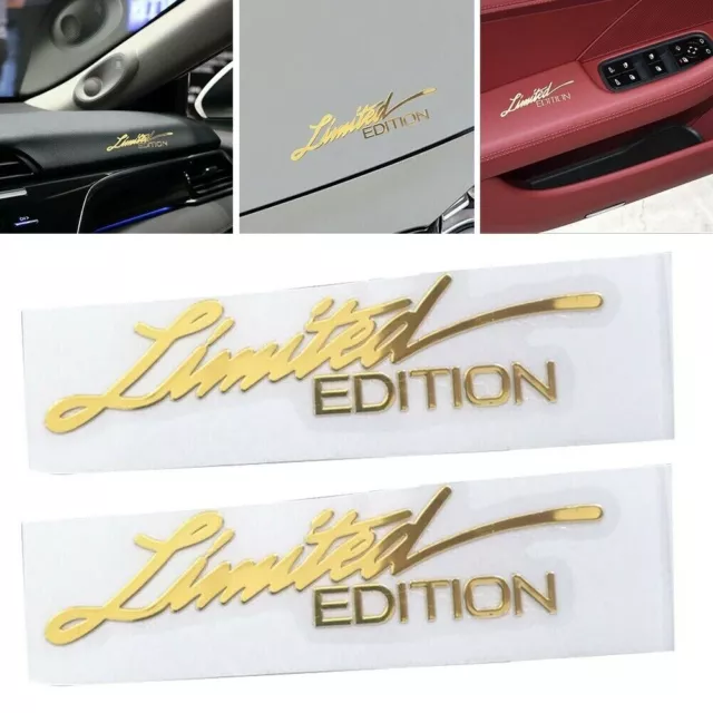 2* 3D Gold Limited Edition Logo Emblem Badge Metal Sticker Decal Car Spare Parts