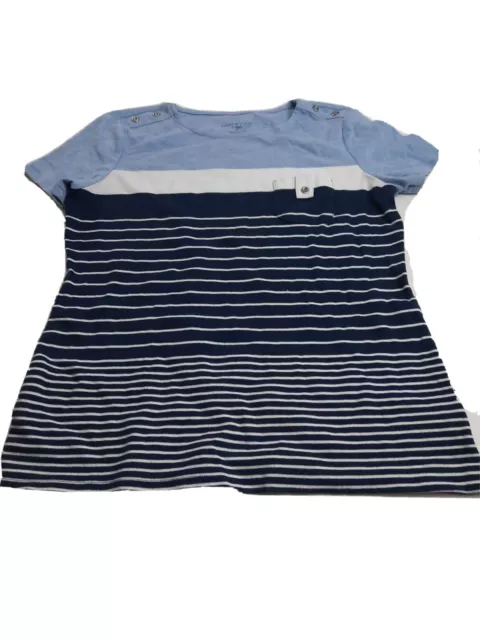 Vintage Karen Scott Sport blue Striped Womans Size Medium small pocket