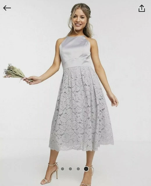 Oasis satin bodice sales lace midi dress
