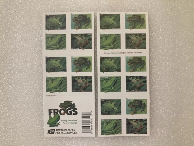 BOOKLET of 20 USPS Four Species of Frogs Self-Adhesive Forever Stamps SHEET PANE