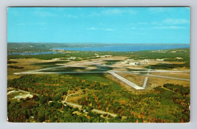 Traverse City MI- Michigan Aerial View Cherry Capitol Airport Vintage Postcard