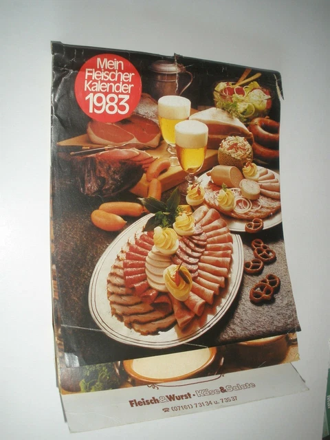 ALTER FLEISCHER KALENDER 1983 Metzgerei Kümmerle Göppingen mit Rezepten