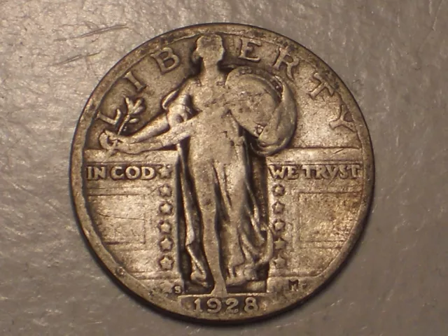 1928 S Standing Liberty Quarter (Fine, Original Toning, & Attractive)