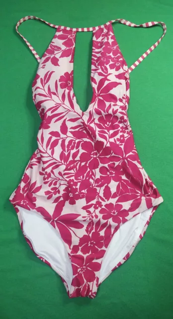 Z2 New Red Carter One Piece Swimsuit Bathing Suit Mauve Floral Small 6